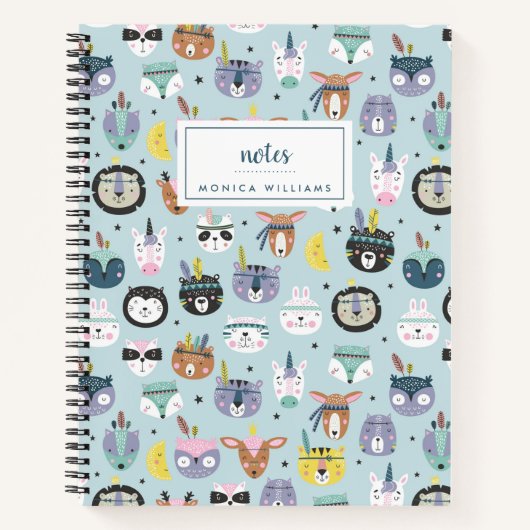Jouw naam toevoegen | Cute Tribal Face Pattern Notitieboek (Voorkant)