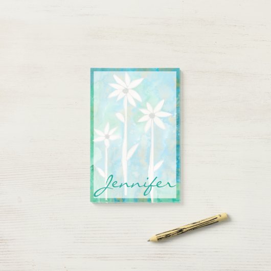 Jouw naam toevoegen | Dainty Daisies I Post-it® Notes (Op bureau)