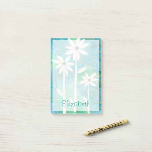 Jouw naam toevoegen | Dainty Daisies II Post-it® Notes (Op bureau)