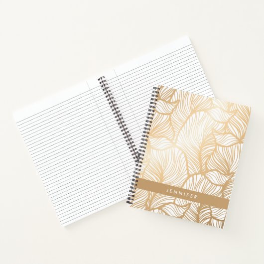 Jouw naam toevoegen | Damask Gold Floral Pattern Notitieboek (Binnen)