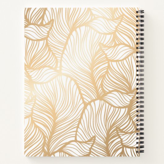 Jouw naam toevoegen | Damask Gold Floral Pattern Notitieboek (Achterkant)