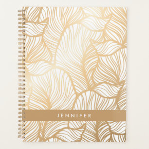 Jouw naam toevoegen   Damask Gold Floral Pattern Planner