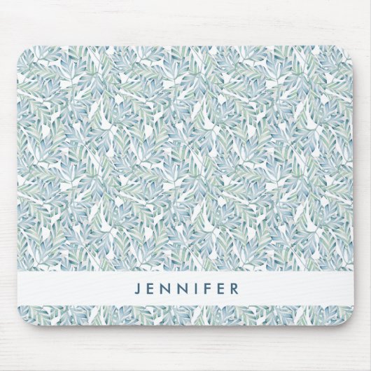 Jouw naam toevoegen | Decoratief gesneden bladpatr Muismat (Voorkant)