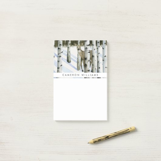 Jouw naam toevoegen | Deer in Snowfall Post-it® Notes (Op bureau)