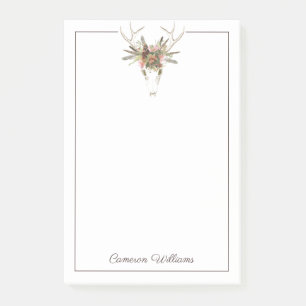 Jouw naam toevoegen Deer Skull & Flowers Post-it® Notes