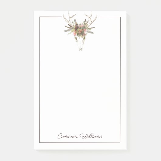 Jouw naam toevoegen | Deer Skull & Flowers Post-it® Notes (Voorkant)