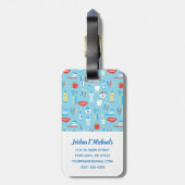 Jouw naam toevoegen | Dental Blue Pattern Bagagelabel (Achterkant verticaal)
