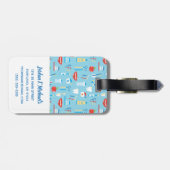 Jouw naam toevoegen | Dental Blue Pattern Bagagelabel (Achterkant horizontaal)
