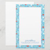 Jouw naam toevoegen | Dental Blue Pattern Briefpapier (Voorkant / Achterkant)