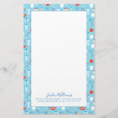 Jouw naam toevoegen | Dental Blue Pattern Briefpapier (Voorkant)