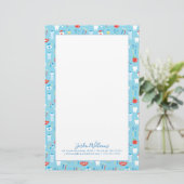 Jouw naam toevoegen | Dental Blue Pattern Briefpapier (Staand voorkant)
