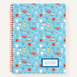 Jouw naam toevoegen Dental Blue Pattern Notitieboek