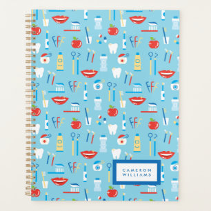 Jouw naam toevoegen Dental Blue Pattern Planner