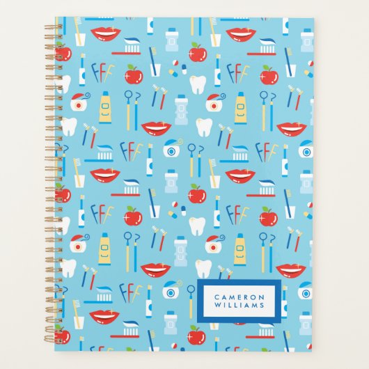Jouw naam toevoegen | Dental Blue Pattern Planner (Voorkant)