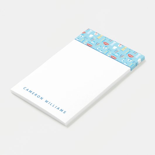 Jouw naam toevoegen | Dental Blue Pattern Post-it® Notes (Schuin)
