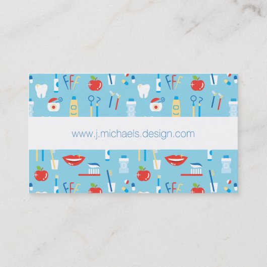 Jouw naam toevoegen | Dental Blue Pattern Visitekaartje (Achterkant)