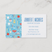 Jouw naam toevoegen | Dental Blue Pattern Visitekaartje (Voorkant)