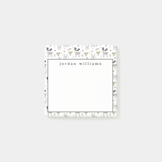 Jouw naam toevoegen | Dierlijke vuilnisbak Cute Wo Post-it® Notes (Voorkant)