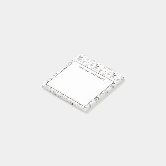 Jouw naam toevoegen | Dierlijke vuilnisbak Cute Wo Post-it® Notes (Schuin)