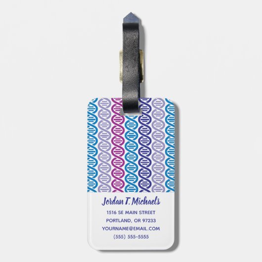 Jouw naam toevoegen | DNA-patroon Bagagelabel (Achterkant verticaal)