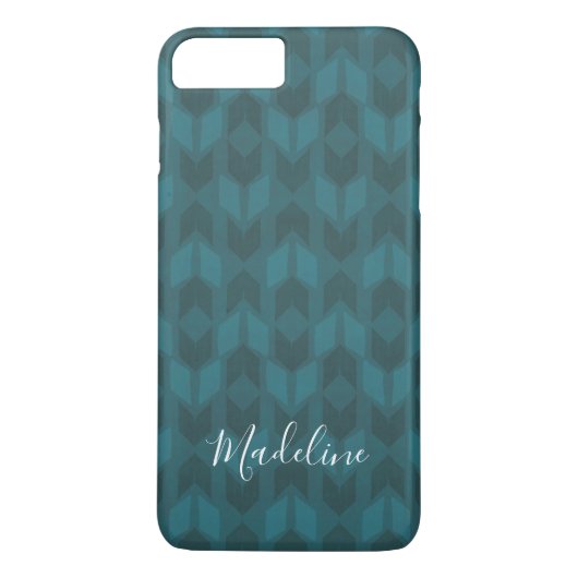 Jouw naam toevoegen | Donkere Blauwgroen patronen Case-Mate iPhone Case (Achterkant)