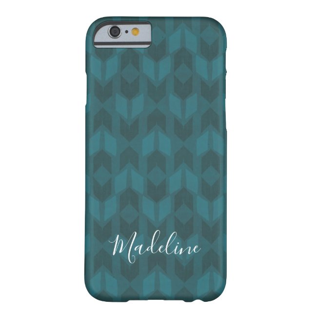 Jouw naam toevoegen | Donkere Blauwgroen patronen Case-Mate iPhone Case (Achterkant)