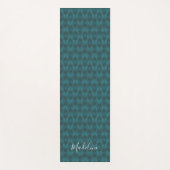 Jouw naam toevoegen | Donkere Blauwgroen patronen Yogamat (Voorkant)