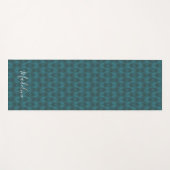 Jouw naam toevoegen | Donkere Blauwgroen patronen Yogamat (Voorkant (horizontaal))