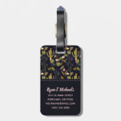 Jouw naam toevoegen | Donkere zomernachtpatroon Bagagelabel (Achterkant verticaal)