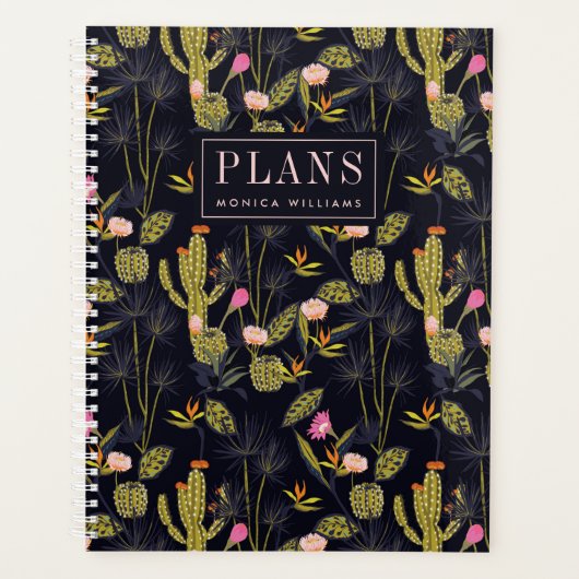 Jouw naam toevoegen | Donkere zomernachtpatroon Planner (Voorkant)