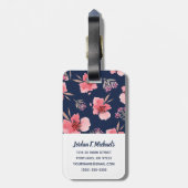 Jouw naam toevoegen | Donkerroze Waterverf Bagagelabel (Achterkant verticaal)