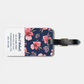 Jouw naam toevoegen | Donkerroze Waterverf Bagagelabel (Achterkant horizontaal)