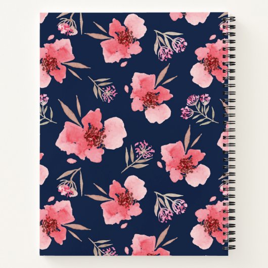 Jouw naam toevoegen | Donkerroze Waterverf Notitieboek (Achterkant)