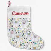 Jouw naam toevoegen | Doodle Alpaca Pattern Kleine Kerstsok (Voorkant)