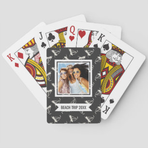 Jouw naam toevoegen   Doodle Sailboat Pattern Pokerkaarten