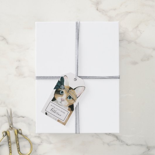 Jouw naam toevoegen | Downton Cat Cadeaulabel (Met Touw)