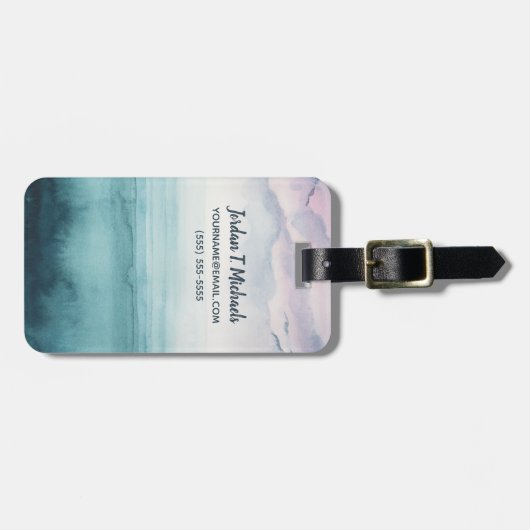 Jouw naam toevoegen | Dusk op de baai - Waterverf Bagagelabel (Voorkant horizontaal)