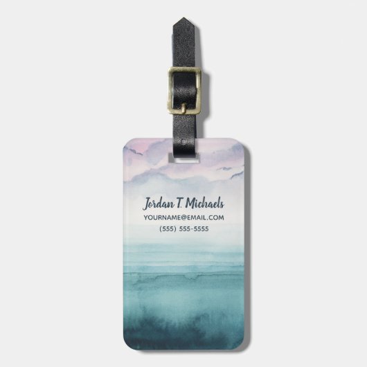 Jouw naam toevoegen | Dusk op de baai - Waterverf Bagagelabel (Voorkant verticaal)