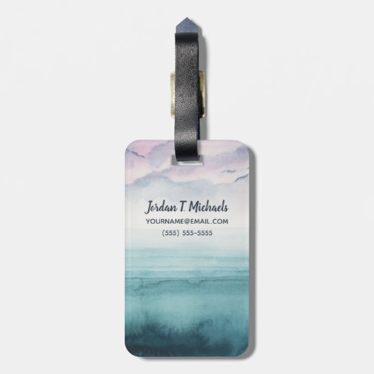 Jouw naam toevoegen | Dusk op de baai - Waterverf Bagagelabel (Achterkant verticaal)