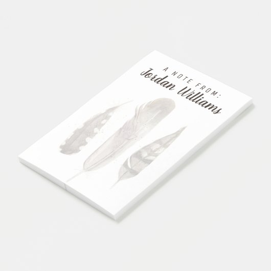 Jouw naam toevoegen | Earthtone Feathers II Post-it® Notes (Schuin)