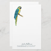 Jouw naam toevoegen | Een Blauwgroen Macaw Briefpapier (Voorkant / Achterkant)