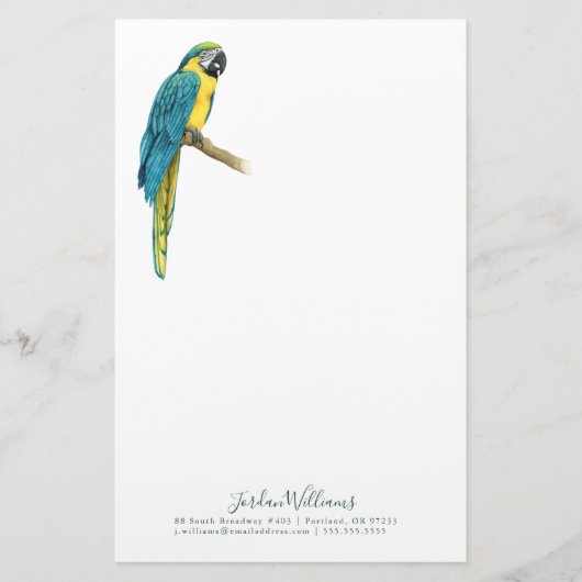 Jouw naam toevoegen | Een Blauwgroen Macaw Briefpapier (Voorkant)