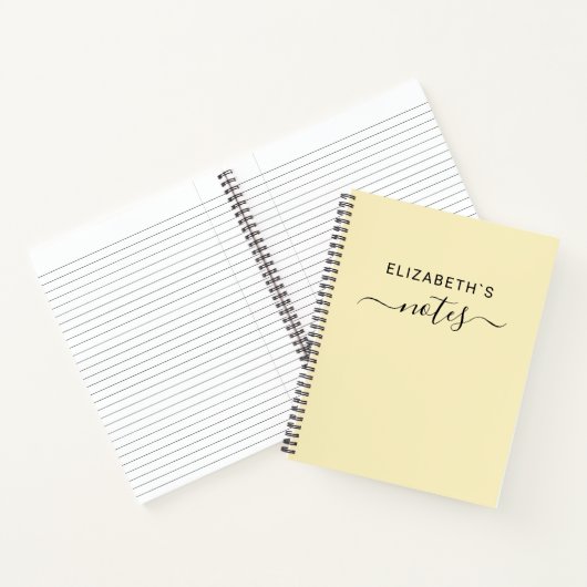 Jouw naam toevoegen | Eenvoudig pasteel geel Notitieboek (Binnen)