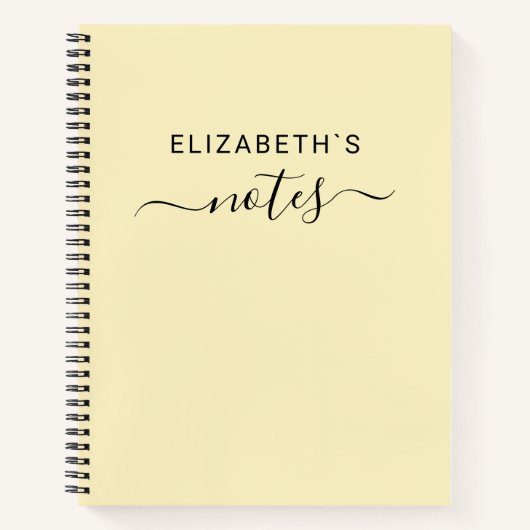 Jouw naam toevoegen | Eenvoudig pasteel geel Notitieboek (Voorkant)