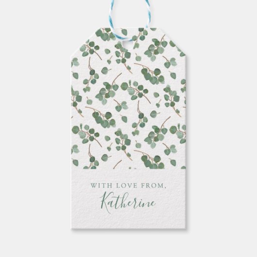 Jouw naam toevoegen | Eucalyptus Silver Dollar Tre Cadeaulabel (Voorkant)