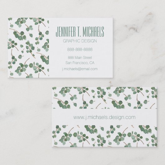 Jouw naam toevoegen | Eucalyptus Silver Dollar Tre Visitekaartje (Voorkant / Achterkant)