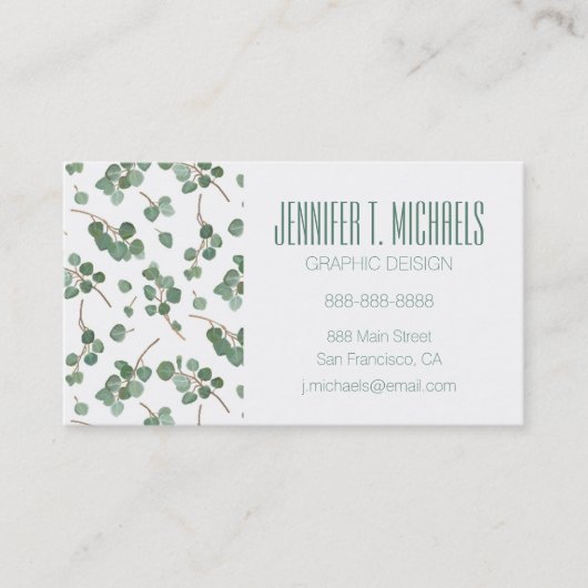 Jouw naam toevoegen | Eucalyptus Silver Dollar Tre Visitekaartje (Voorkant)