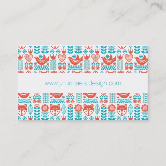 Jouw naam toevoegen | Finse kunst met vos- en voge Visitekaartje (Achterkant)