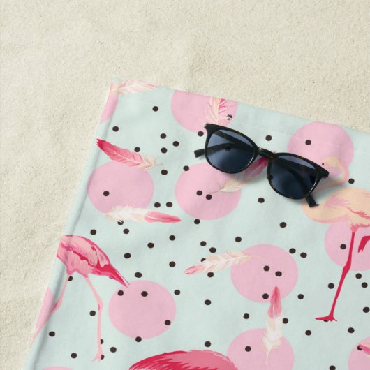 Jouw naam toevoegen | Flamingo Feathers op poka Do Strandlaken (In situ)