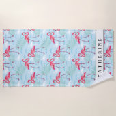Jouw naam toevoegen | Flamingo patroon Strandlaken (Voorkant)